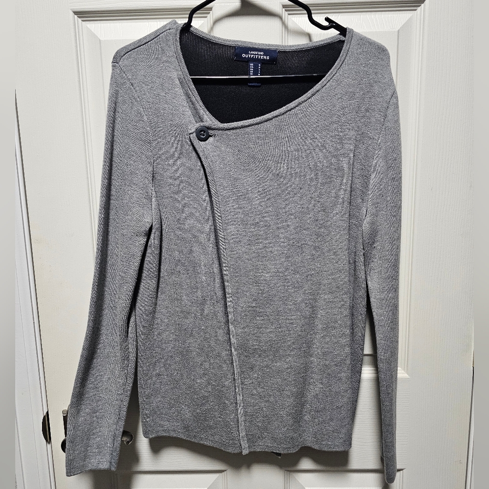 Lands' End Outfitters Women's Gray Asymmetrical Cardigan - Size Small
